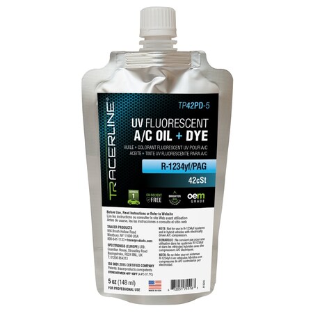 Spectronics Corp/Tracer 5 Oz (148 Ml) Foil Pouch R-1234Yf/Pag Oil TP42P-5